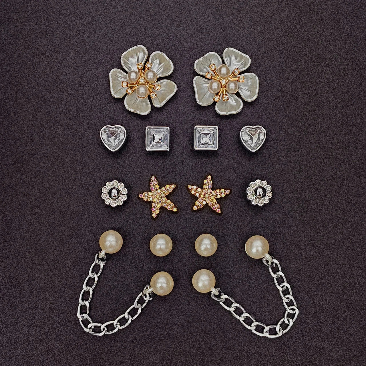 Summer Floral Starfish Shoe Charms for Crocs Garden Pins DIY Sandals Shoes Decorations Beach Slipper Accessories Party Women Set