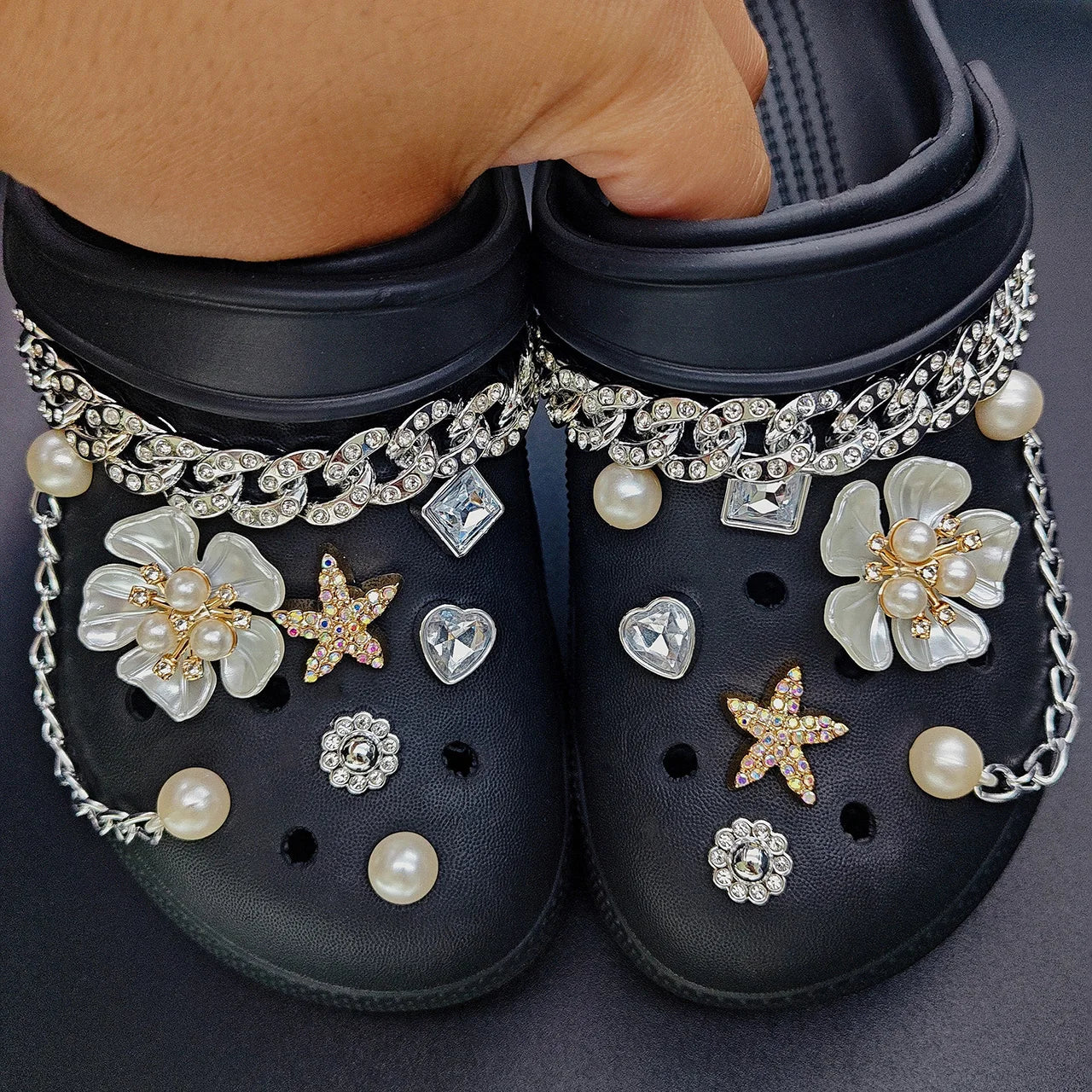 Summer Floral Starfish Shoe Charms for Crocs Garden Pins DIY Sandals Shoes Decorations Beach Slipper Accessories Party Women Set
