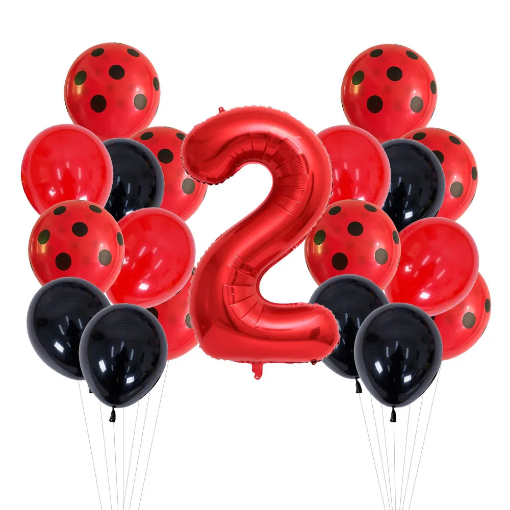 20 Pcs 12 Inch Red Black Dots Ladybug Balloons Birthday Party Decorations Baby Shower 32 Inch Red Number Birthday Party Supplies