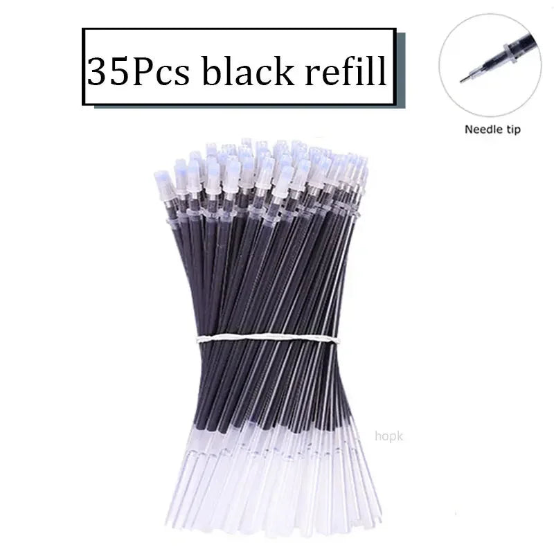 7/35 PCS Gel pens Set Black Blue Refill Gel Pen Bullet Tip 0.5mm School & office Supplies Stationery Writing Tool stationery