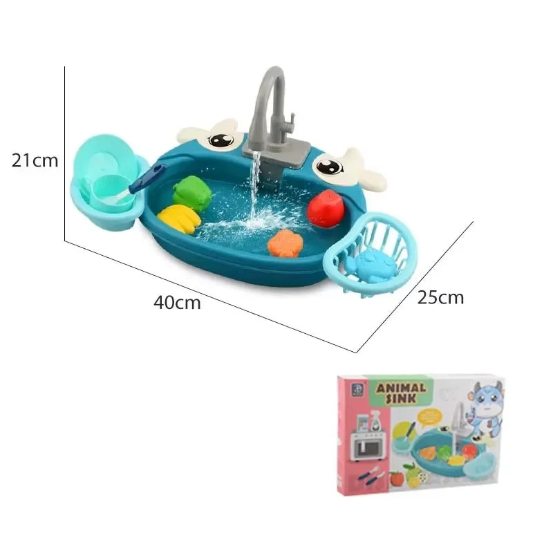Children Play House Simulated Kitchen Dishwasher Sink Hand Basin Electric Circulating Water Kitchen Set Boy Girl Idea Kids Toys