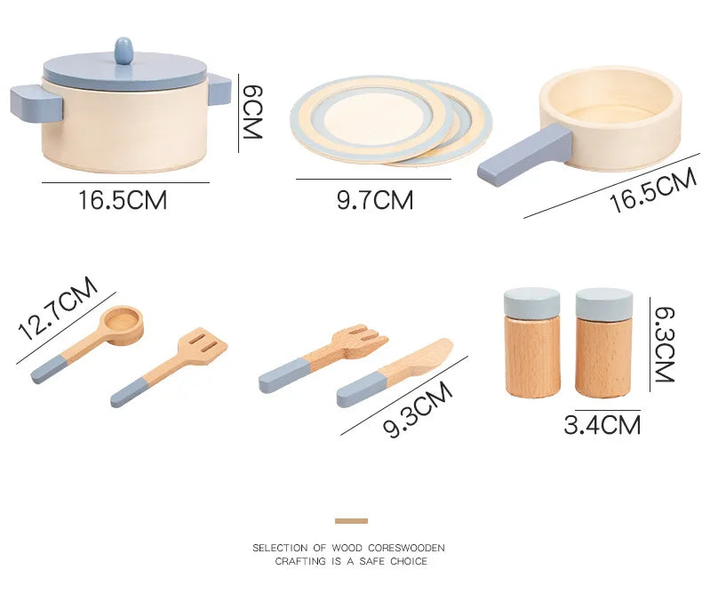 Children's Wooden House Kitchen Utensils Toy Sets Montessori Early Habit Cultivation Cognitive Training Parent-child Interaction