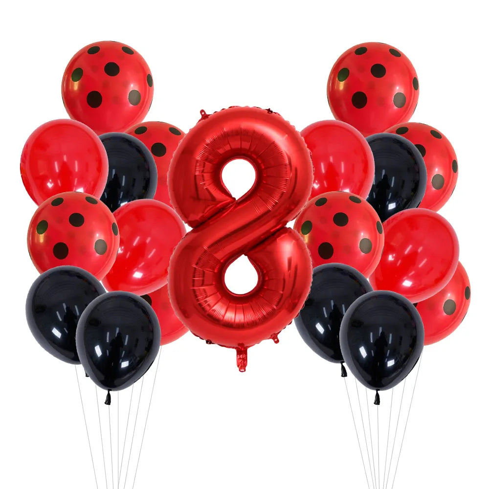 20 Pcs 12 Inch Red Black Dots Ladybug Balloons Birthday Party Decorations Baby Shower 32 Inch Red Number Birthday Party Supplies