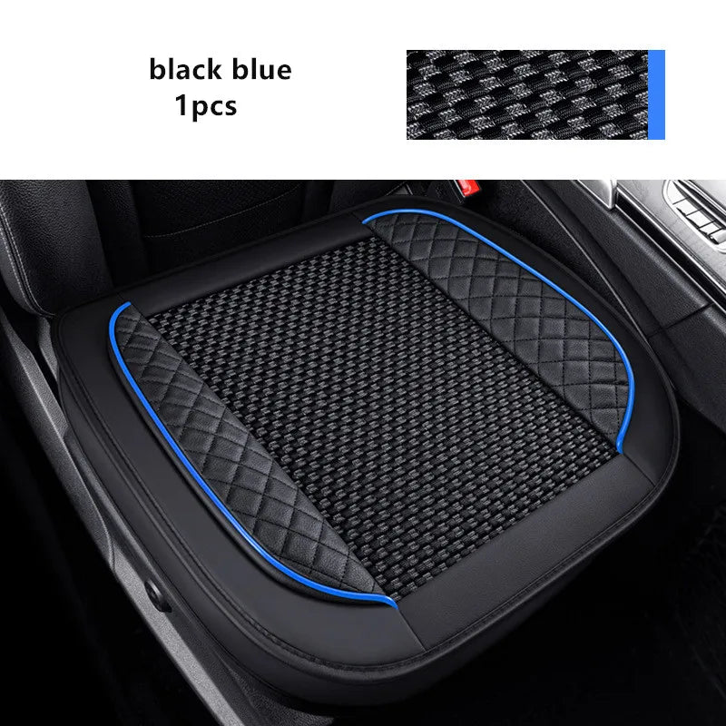Universal Car Seat Cover Ice Silk + PU Leather Seat Anti-slip Protection Cushion Luxury Seat Decoration Styling Accessories