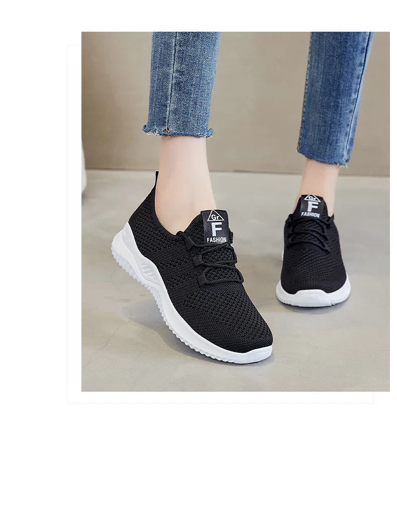 Women's shoes 2025 mesh breathable comfortable sports shoes soft sole lightweight fashion casual shoes