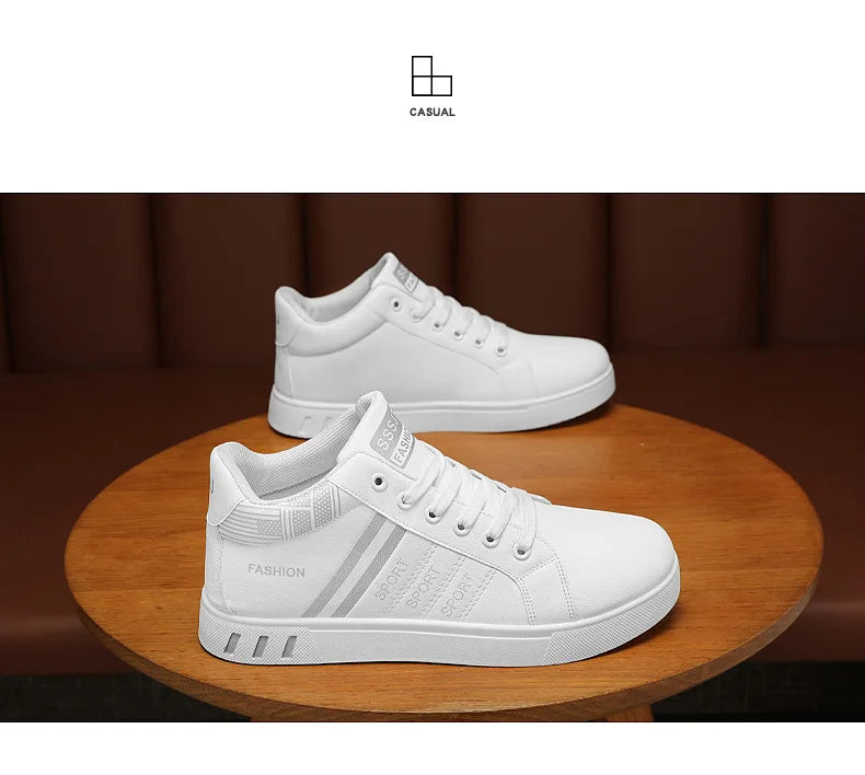Men's Boots Spring Autumn Men High Top Ankle Boots White Breathable Men's Casual Shoes for Men Sneakers Platform New Men's Boots