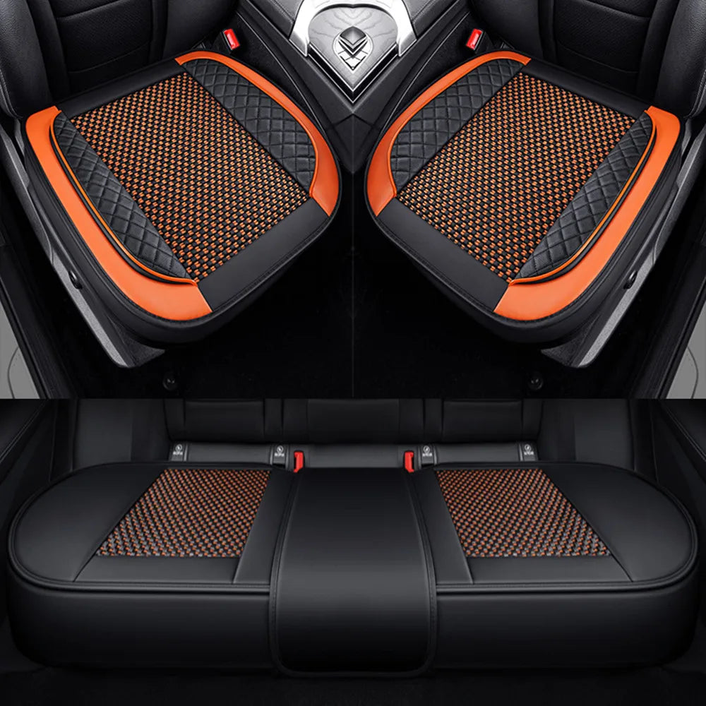 Universal Car Seat Cover Ice Silk + PU Leather Seat Anti-slip Protection Cushion Luxury Seat Decoration Styling Accessories