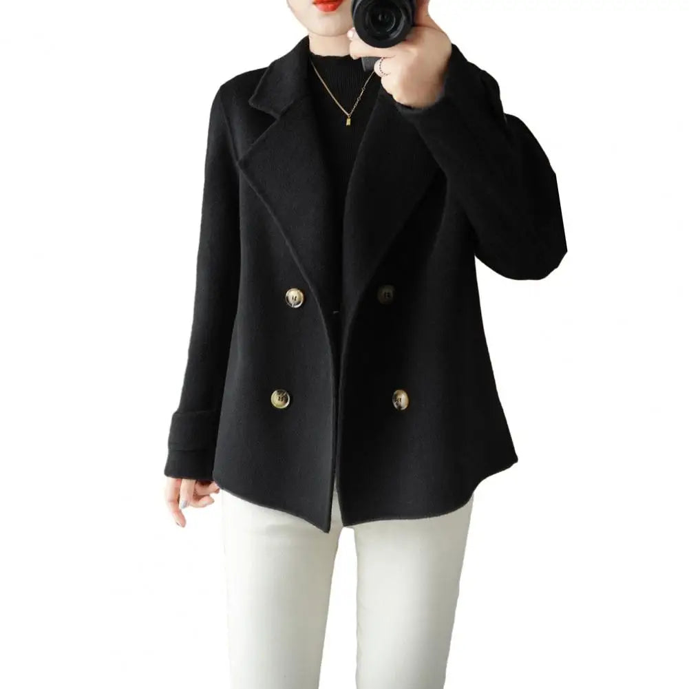 Women Long-sleeved Jacket Elegant Double-breasted Woolen Coat for Women Warm Stylish Fall/winter Jacket Formal Business for Ol