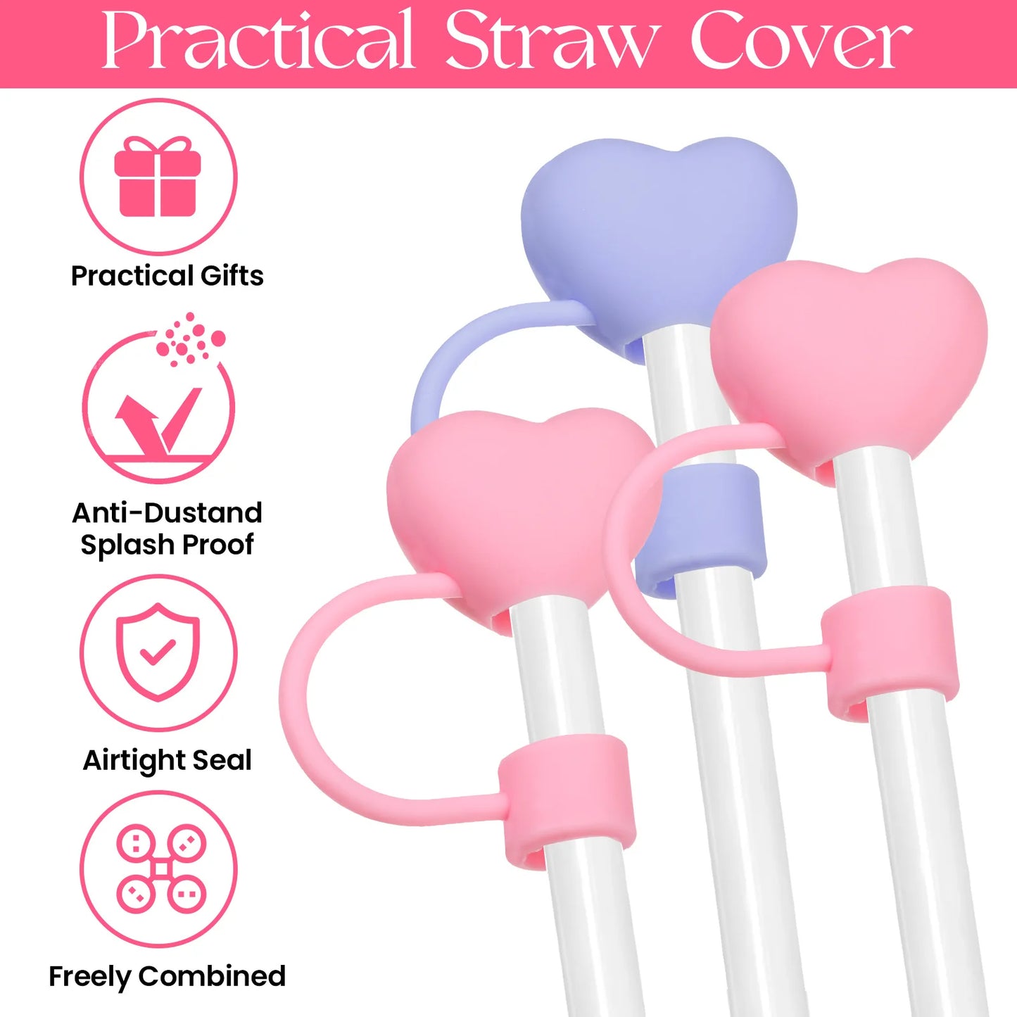 Straw Cover For Stanley Cup 0.4in Silicone Straw Topper For Stanley Cup Tumblers Accessories Dust-Proof Straw Lid For 10mm Straw