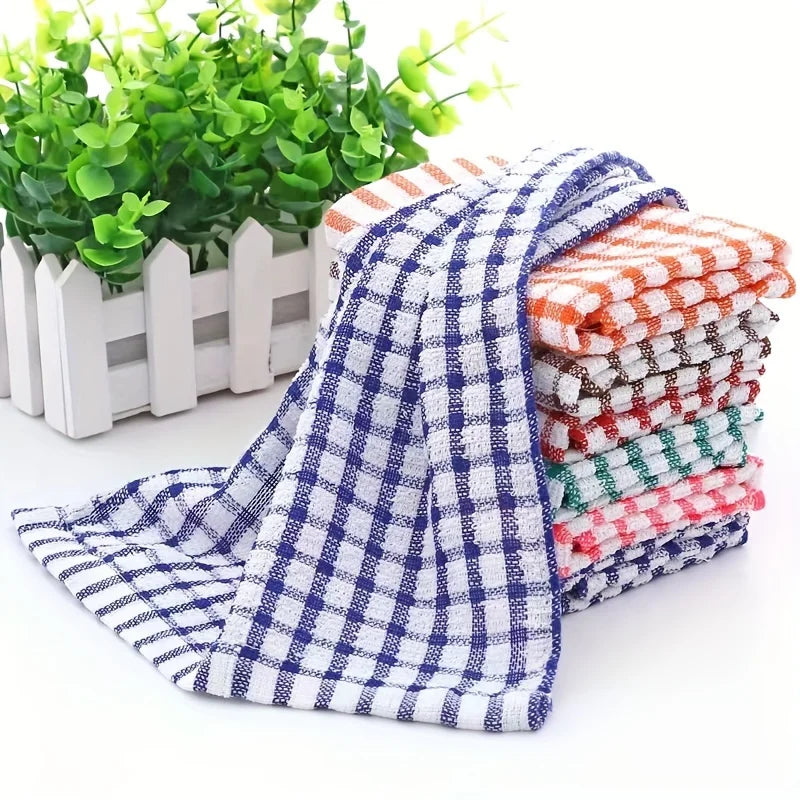 6PCS Cotton Kitchen Tea Towels Absorbent Lint Free Catering Restaurant Cloth Dish Towels Cleaning Cloth Kitchen Cleaning Towel