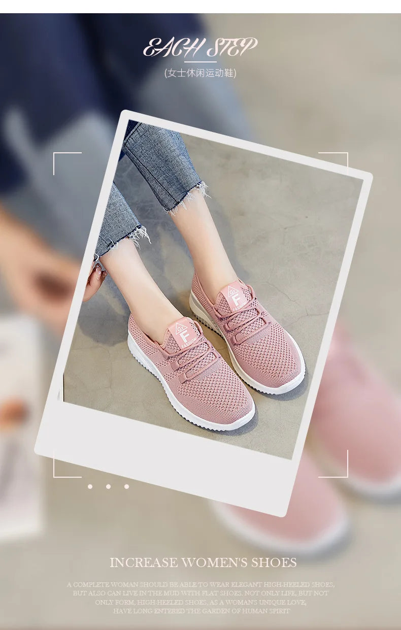Women's shoes 2025 mesh breathable comfortable sports shoes soft sole lightweight fashion casual shoes