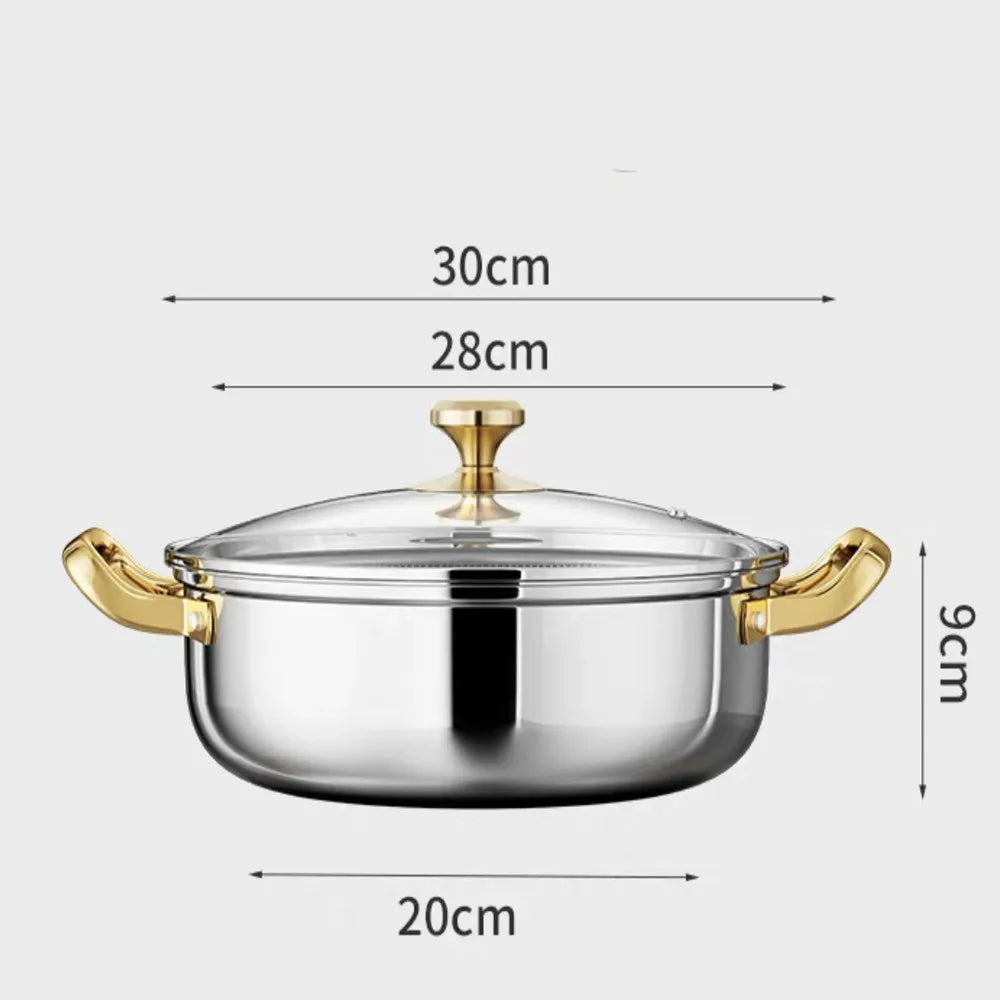 30cm Stainless Steel Frying Pan Honeycomb Non-stick Soup Pot wok with lid Home Induction Cooker Gas Stove Stew Kitchen Cookware