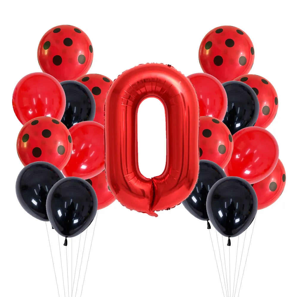 20 Pcs 12 Inch Red Black Dots Ladybug Balloons Birthday Party Decorations Baby Shower 32 Inch Red Number Birthday Party Supplies