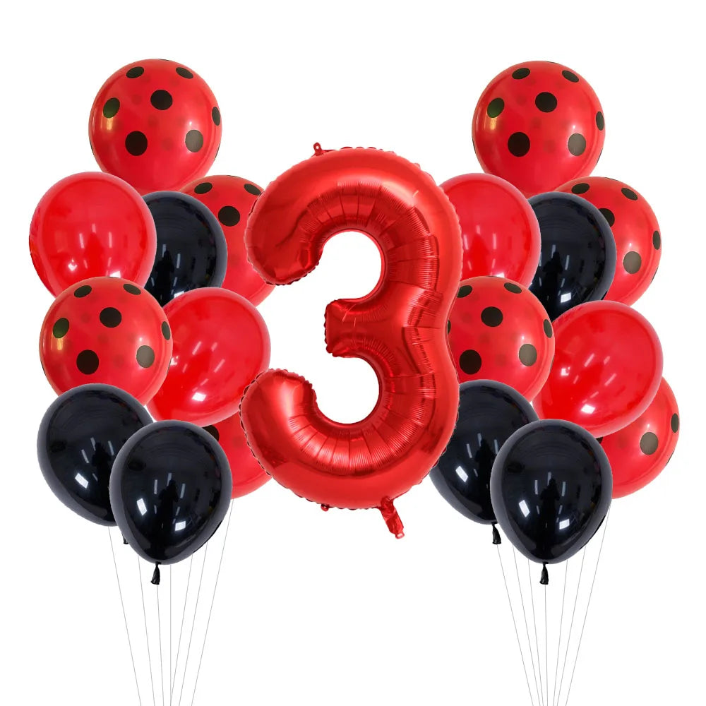 20 Pcs 12 Inch Red Black Dots Ladybug Balloons Birthday Party Decorations Baby Shower 32 Inch Red Number Birthday Party Supplies