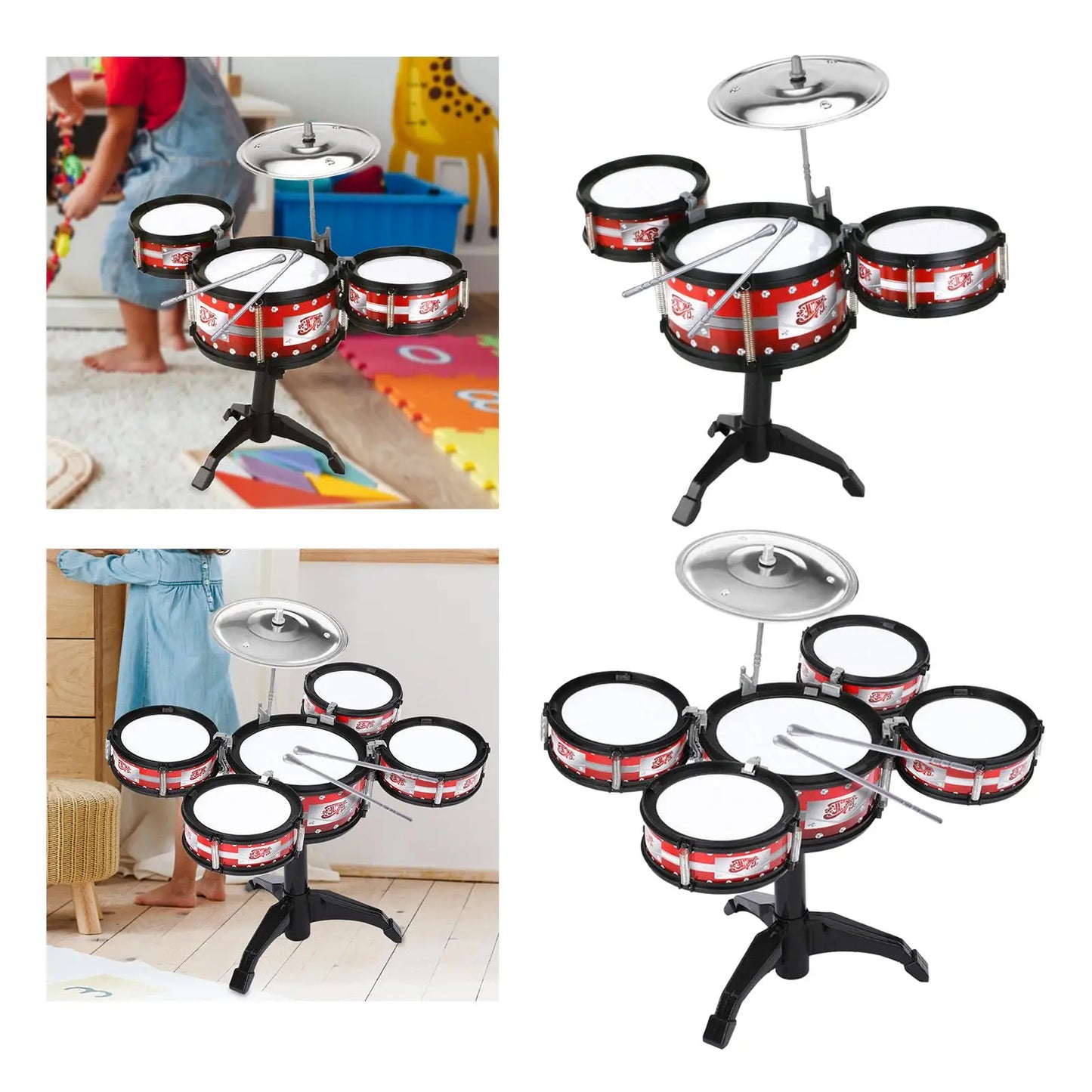 Toddlers Educational Drum Set Musical Toys Sensory Toy Kids Drum Set for Children 1 2 3 4 Years Old Kindergarten Kids Girls Boys
