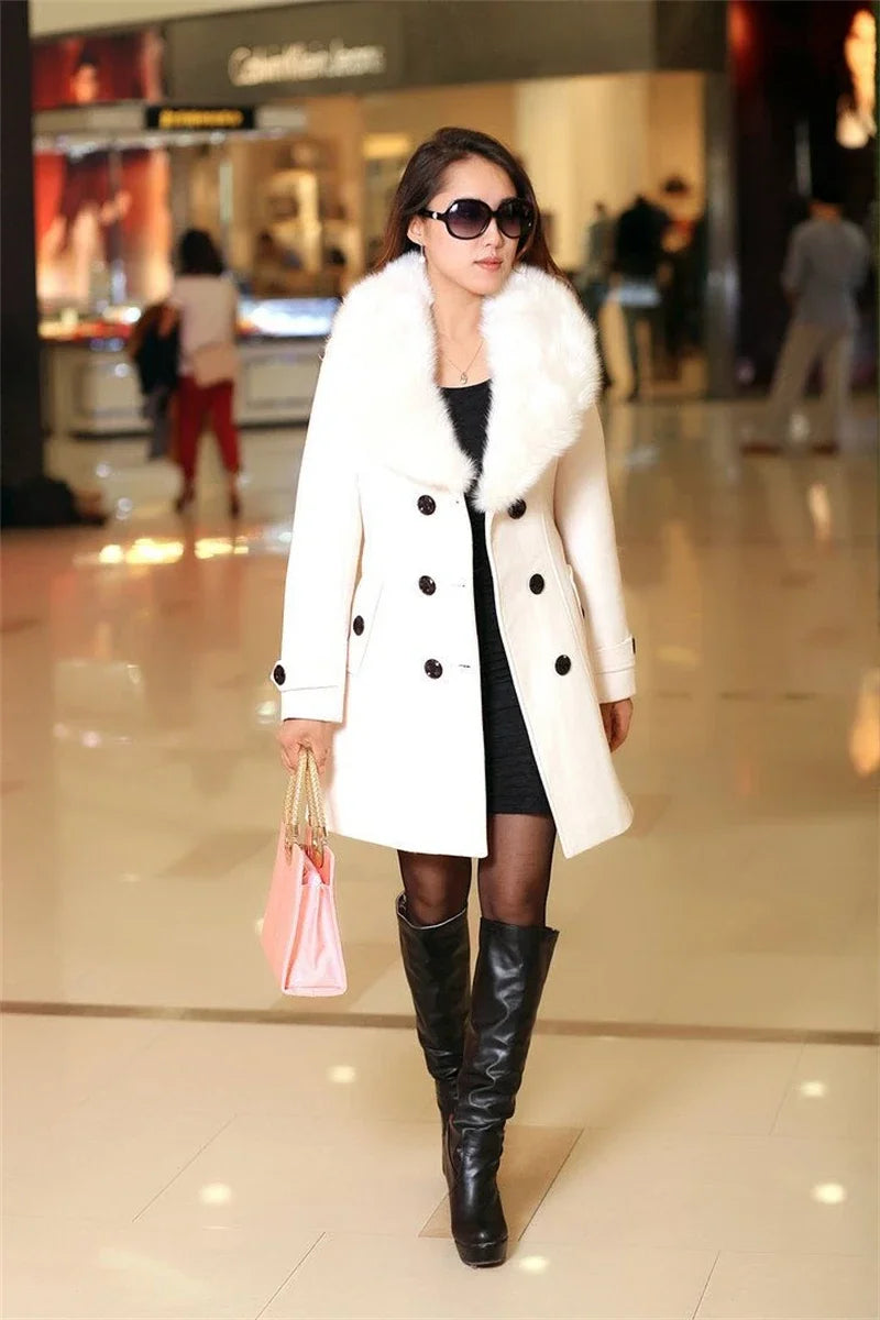 Korean Fashion Women Casual Loose Woolen Coat Elegant and Chic Solid Outerwear Long Overcoat with Belted Female Warm Cloak