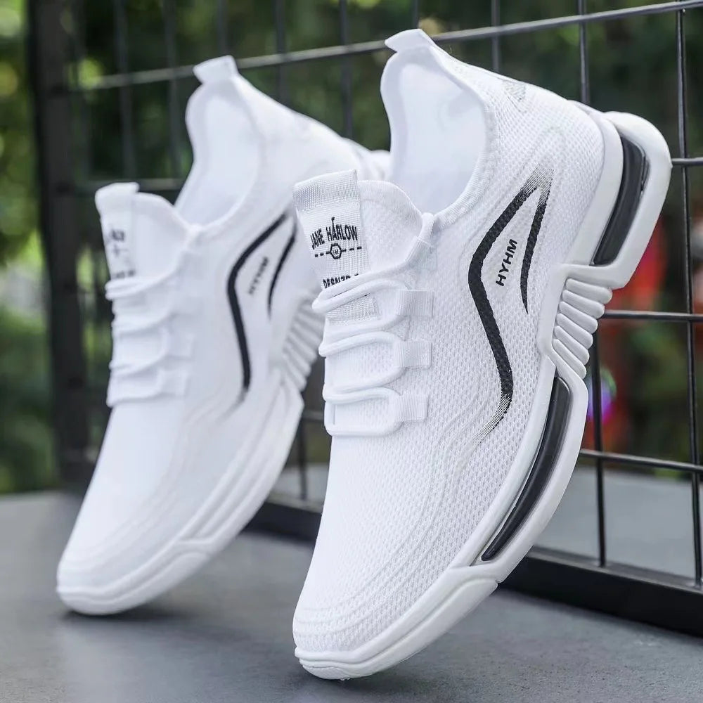 Men's sports shoes new sports trendy shoes anti slip casual running shoes breathable and comfortable white shoes