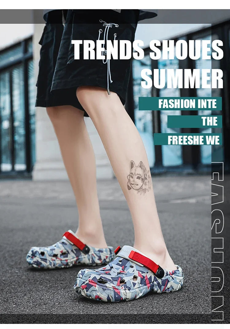 Plus Size 47 Summer Men Sandals Light Soft EVA Men's Hole Shoes Outdoor Slippers Home Garden Clogs Male Beach Flats Slides