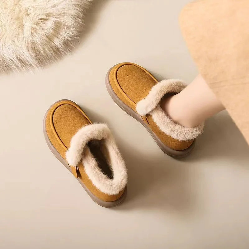 Winter Women's Snow Boots Korean Version New Plush Comfortable Super Warm Anti Slip Soft Bottom Belt Buckle Women's Shoes