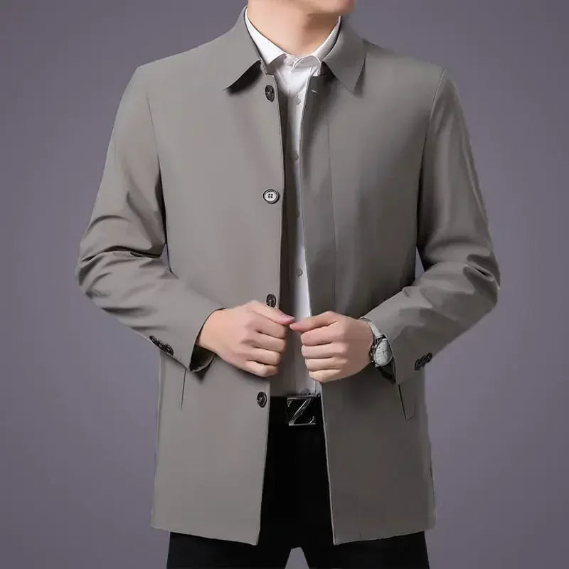 Men Coats Brand Top Quality Spring Men's Trench Coat Solid Color Mid-length Jacket male Casual Business Windbreak Jackets