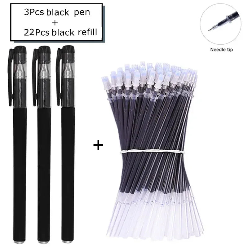 7/35 PCS Gel pens Set Black Blue Refill Gel Pen Bullet Tip 0.5mm School & office Supplies Stationery Writing Tool stationery