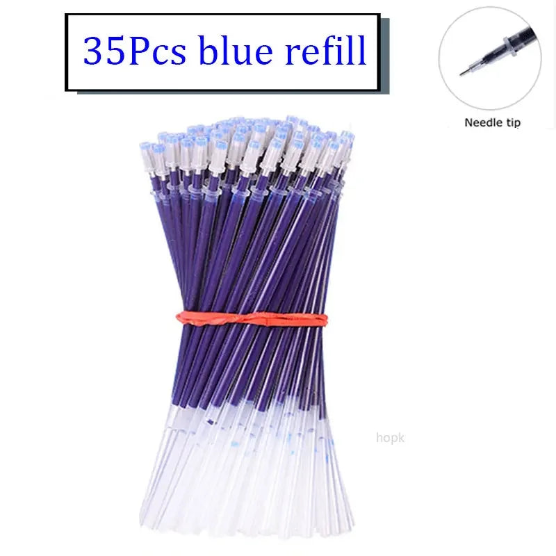 7/35 PCS Gel pens Set Black Blue Refill Gel Pen Bullet Tip 0.5mm School & office Supplies Stationery Writing Tool stationery