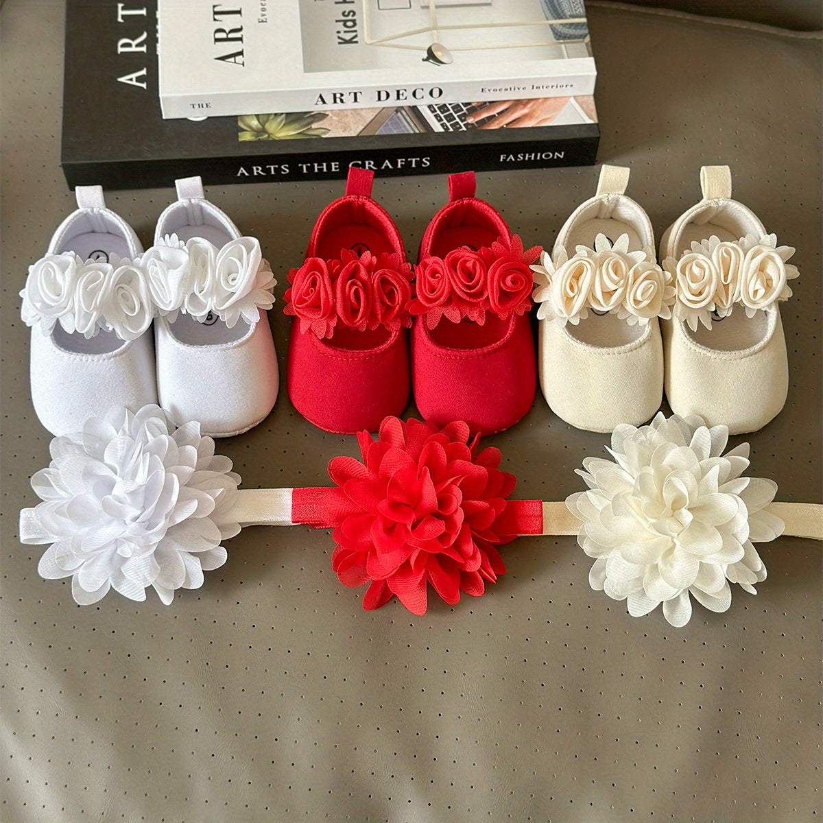 Baby Girls Flower Comfy Non-Slip Crib Shoes For First Walkers Newborn Infant, Spring And Summer