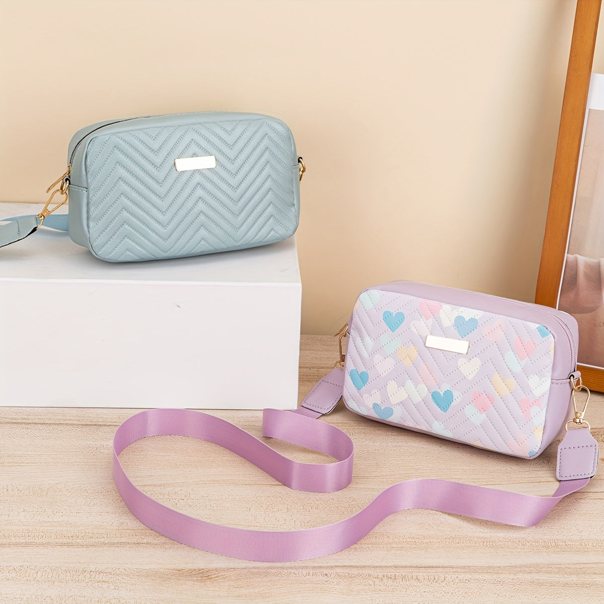 Mini Fashion Quilted Crossbody Bag, Trendy PU Shoulder Bag, Women's Casual Handbag & Phone Purse