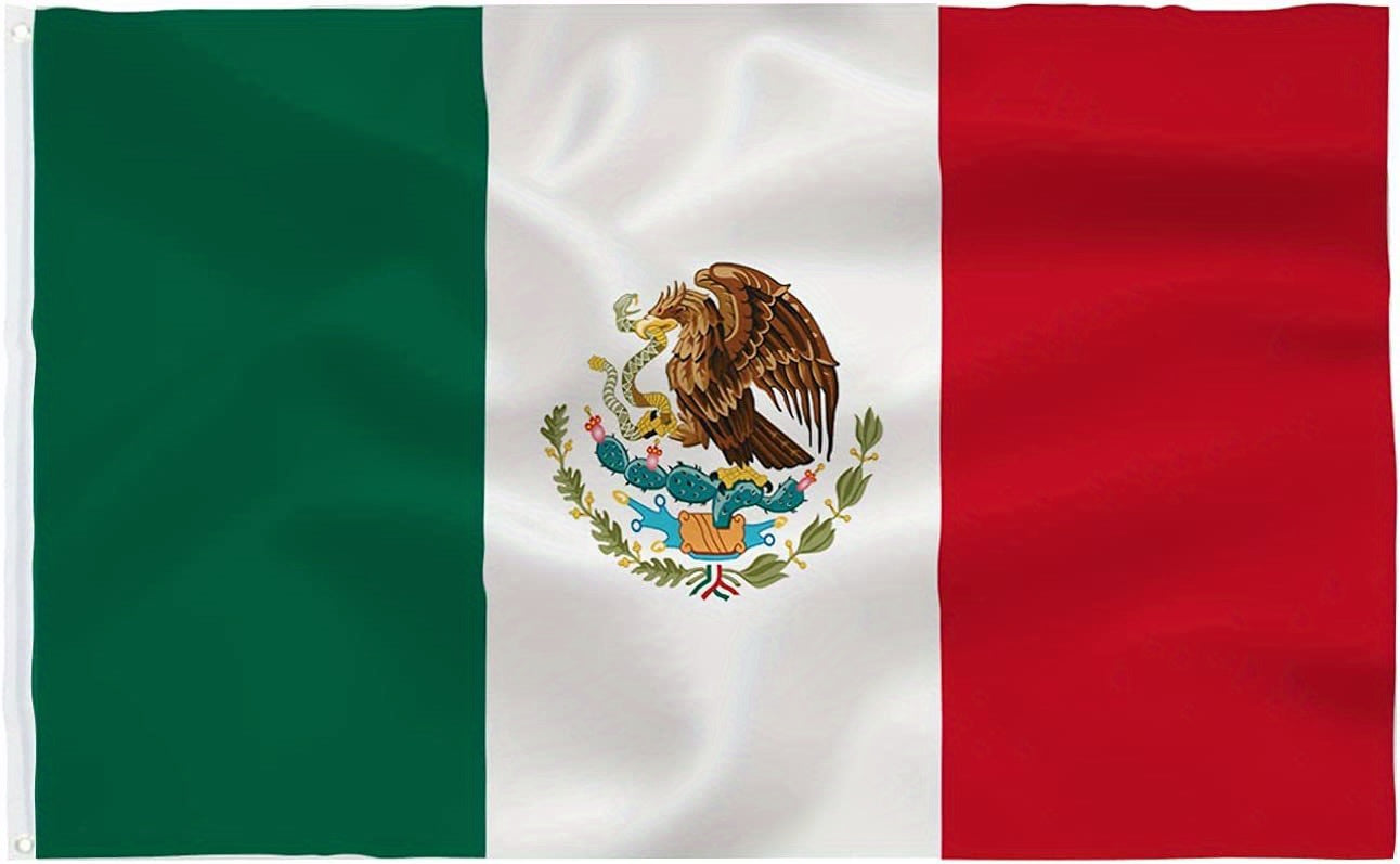 1pc Flags Mexican Flag Vivid Colors And Fade Resistant Double Stitching With Brass Grommet, 3x5 Feet