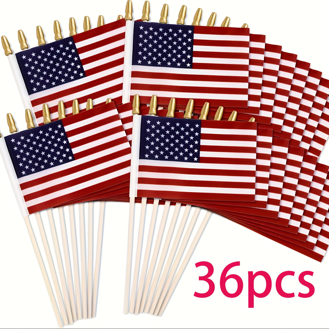 6pcs American Flags Small US Flags, Mini American Flag on Stick 4x6 Inch US American Hand Held Stick Flags