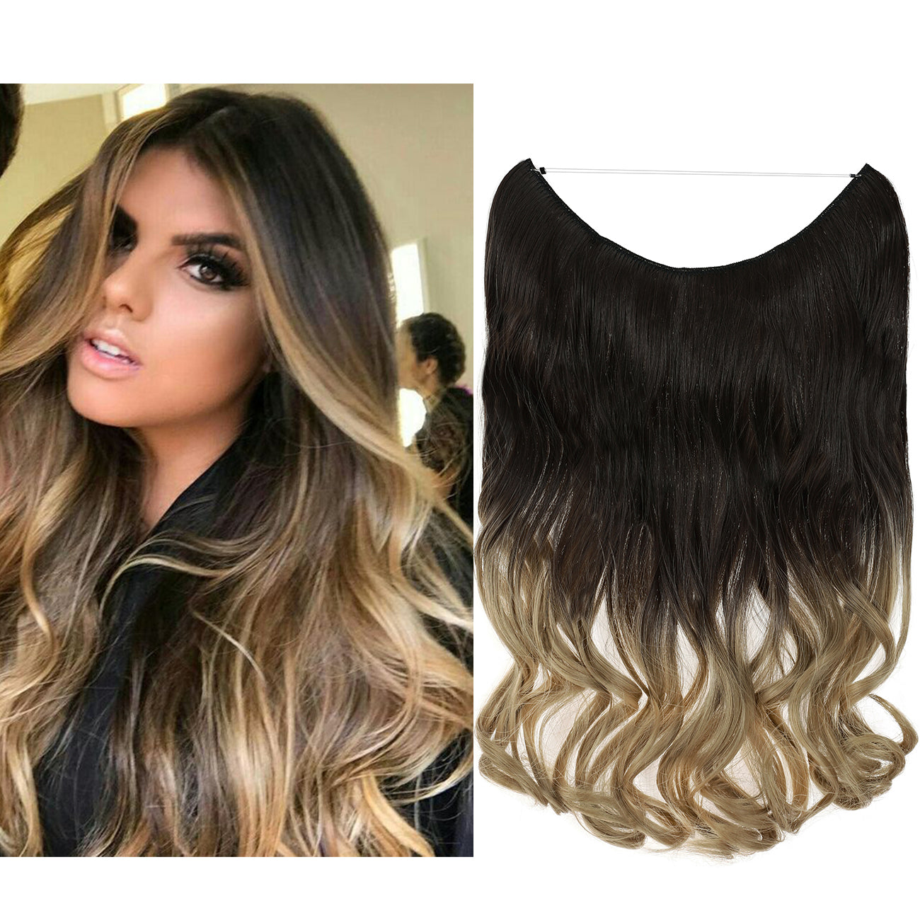 Hair Extensions Invisible Hair Extensions Secret Hidden Wire Long Curly Hair Pieces For Women Synthetic