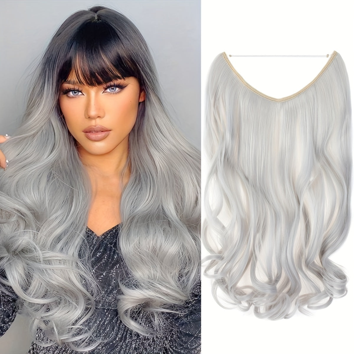 Hair Extensions Invisible Hair Extensions Secret Hidden Wire Long Curly Hair Pieces For Women Synthetic