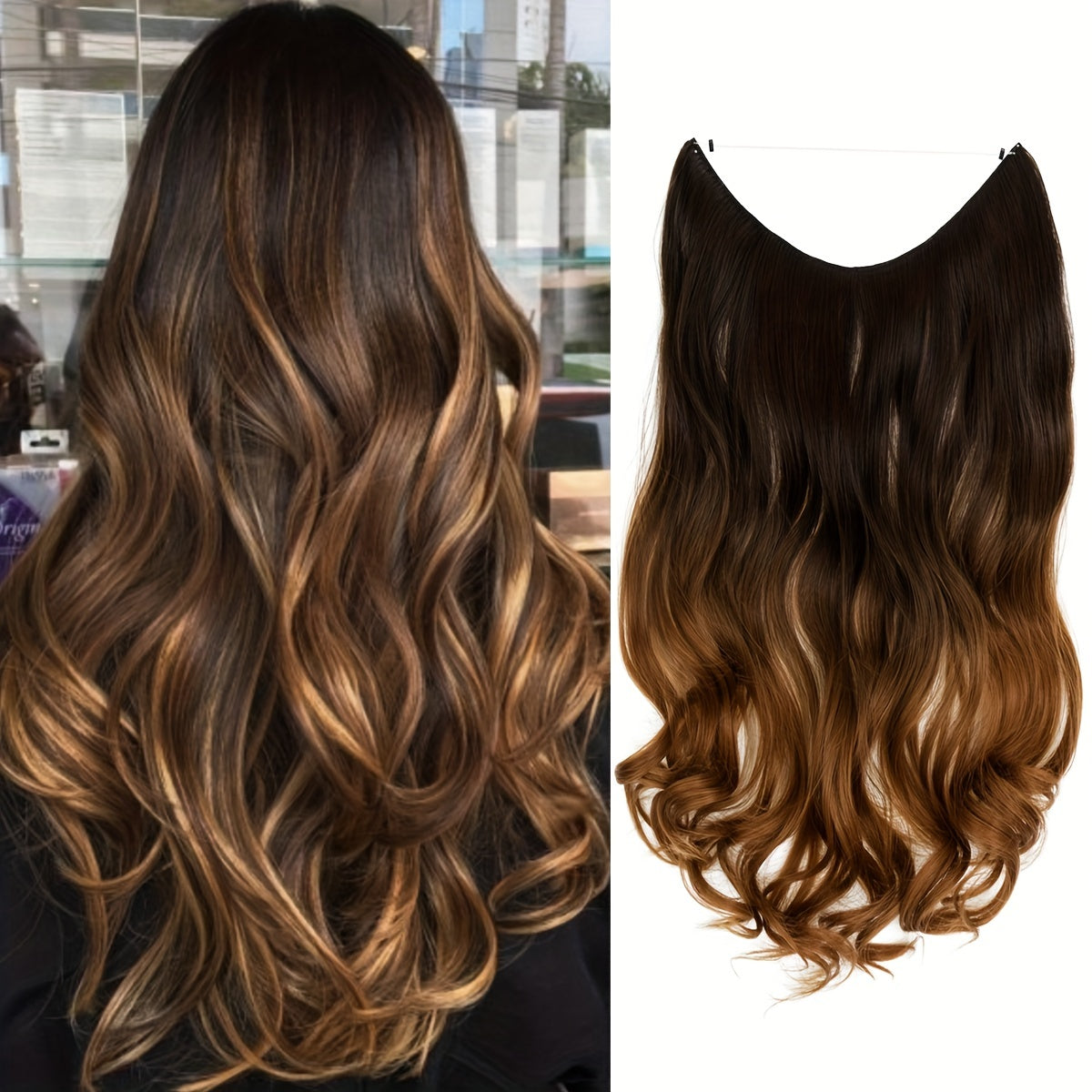 Hair Extensions Invisible Hair Extensions Secret Hidden Wire Long Curly Hair Pieces For Women Synthetic