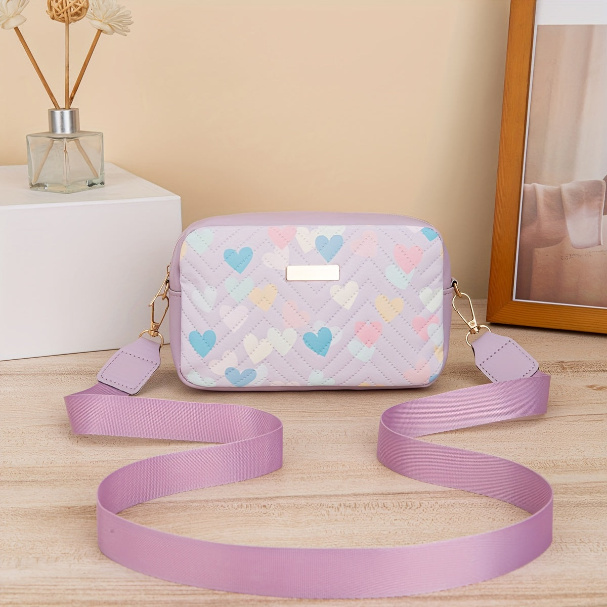Mini Fashion Quilted Crossbody Bag, Trendy PU Shoulder Bag, Women's Casual Handbag & Phone Purse