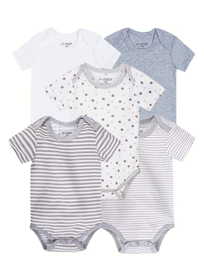 Baby Boy Round Neck Graphic Short Sleeve Onesie Romper Jumpsuit, Cotton  Baby Summer Outdoor Clothes