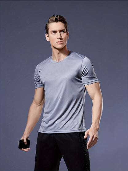 Men's Quick-Dry Athletic T-Shirt - Neon Green Workout Shirt, Lightweight Moisture-Wicking Gym Tee for Running, Training, Boxing, Cycling - Breathable Athletic Top with Round Neck, Gym Shirt, Sports Apparel, Sleek Design, Elas