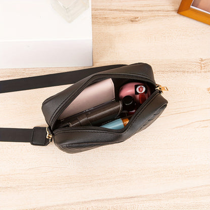 Mini Fashion Quilted Crossbody Bag, Trendy PU Shoulder Bag, Women's Casual Handbag & Phone Purse
