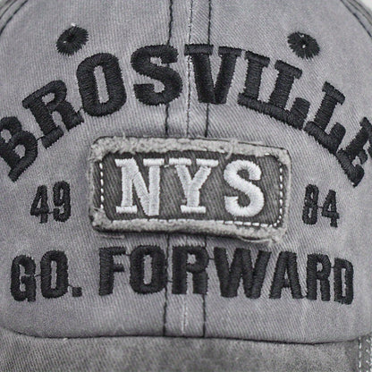 Distressed NYS Letter Embroidered Baseball Cap - Unisex Peaked Cap for Men & Women, Comfortable Fabric, Stereo Embroidered Letter, Versatile, One Size, Outdoor Sports Sun Hat for Dad
