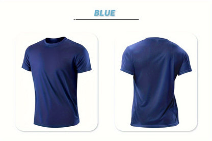 5pcs Mens Shirts Solid Color Simple Summer T-shirt Outdoor Breathable Quick Drying Clothes Running Fitness Sportswear