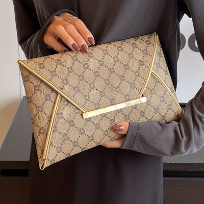 Timeless Vintage Envelop Clutch Wallet - Retro Pattern Coin Purse with Secure Closure - Stylish Square Womens Bag for Daily Glamour and Evening Events