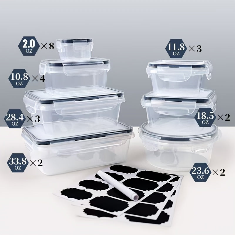 [Popular Choice] 24pcs Microwave Safe Kitchen Storage Container Set - Leakproof, Shatterproof Plastic Meal Prep Containers with Airtight Lids, Labels & Marker Pen, Transparent Food Storage for Countertops, Freshness-Keeping,