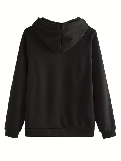 Women'S Casual Polyester Hooded Sweatshirt and Pants Set, Solid Color Long Sleeve Pullover with Pocket Detail, 100% Polyester Knit Fabric, Fall/Winter Sportswear