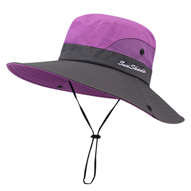 [Breathable Bucket Hat] Lightweight Breathable Mesh Bucket Hat | Unisex Foldable Wide Brim Fisherman's Cap with Ponytail Hole for Hiking and Daily Wear
