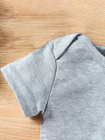 Baby Boys Baby Triangle Bodysuit I Wanna Be Just Like My Daddy Letter Print Newborn Cute Short Sleeve Crawling Clothes, for Outdoor