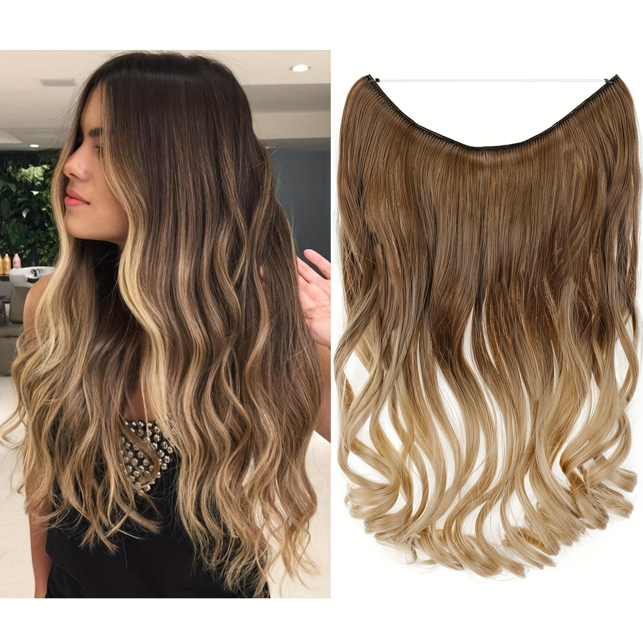 Hair Extensions Invisible Hair Extensions Secret Hidden Wire Long Curly Hair Pieces For Women Synthetic
