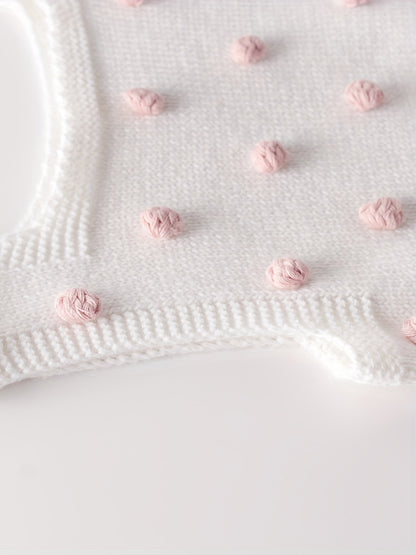 Adorable Hand-Knitted Newborn Baby Romper - Soft 100% Cotton, Pompom Details, Breathable, Comfortable, One-Piece Jumpsuit Overalls for Baby Boys and Girls, 2022 Latest Design