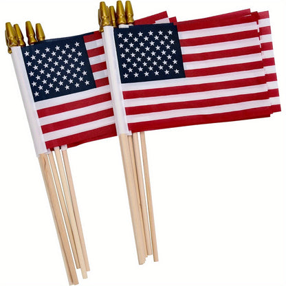 6pcs American Flags Small US Flags, Mini American Flag on Stick 4x6 Inch US American Hand Held Stick Flags