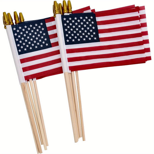 6pcs American Flags Small US Flags, Mini American Flag on Stick 4x6 Inch US American Hand Held Stick Flags
