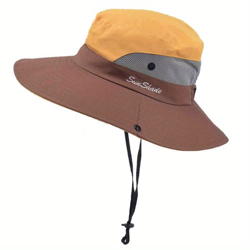 [Breathable Bucket Hat] Lightweight Breathable Mesh Bucket Hat | Unisex Foldable Wide Brim Fisherman's Cap with Ponytail Hole for Hiking and Daily Wear