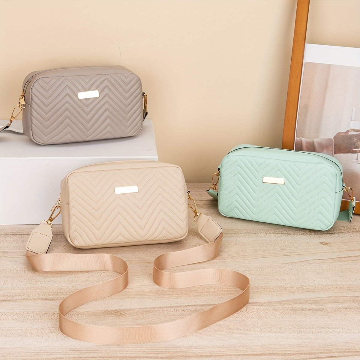 Mini Fashion Quilted Crossbody Bag, Trendy PU Shoulder Bag, Women's Casual Handbag & Phone Purse